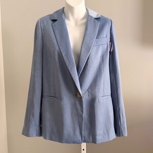 VINCE Beautiful Blue Satin Boyfriend Blazer Sz 4 NWT $445!!